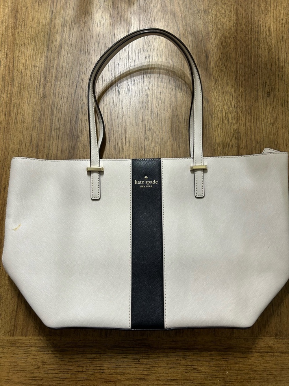 kate spade Cream and Black Center-Stripe Tote - Picture 1 of 3